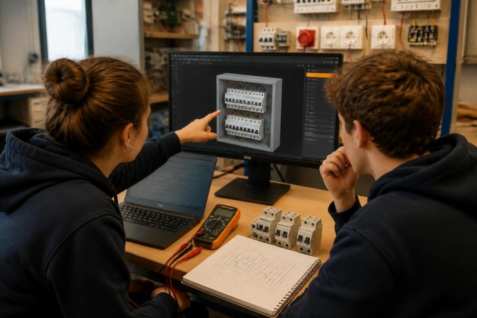 Due studenti al computer seguono il tutorial